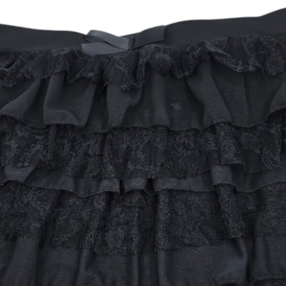 Women’s Black Layered Ruffle Casual Elastic Waist Bow Front Short Shorts Medium - Picture 2 of 6